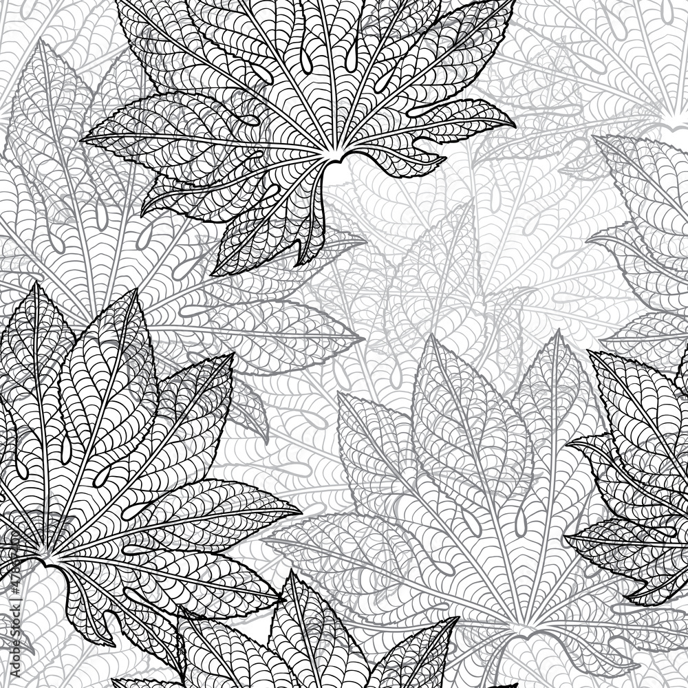 Vector illustration of leaves. (Seamless Pattern)