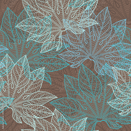 Fototapeta Naklejka Na Ścianę i Meble -  Vector illustration of leaves. (Seamless Pattern)