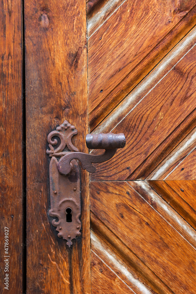 Fototapeta premium Ancient door handle, Cesky Krumlov, Czech Republic.