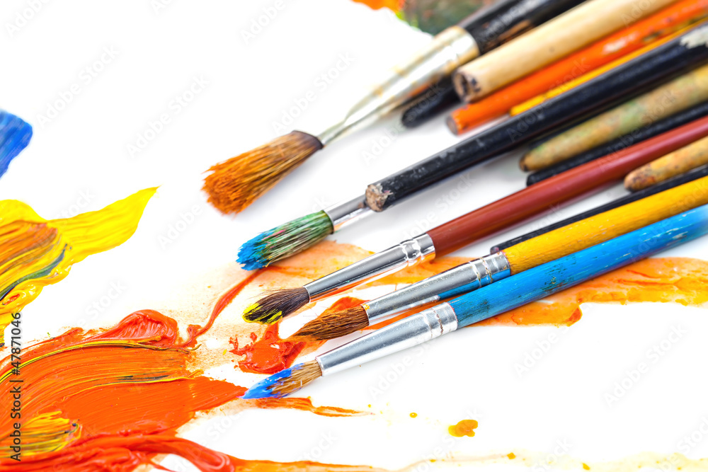 Fototapeta premium Paints and brushes