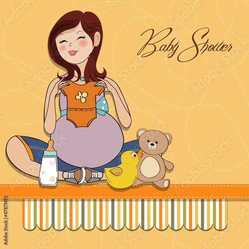 happy pregnant woman  baby shower card