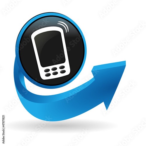 téléphone sur bouton flêche bleue