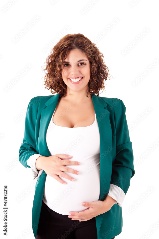 Beautiful pregnant woman showing her good shape Beautiful pregnant woman showing her good shape