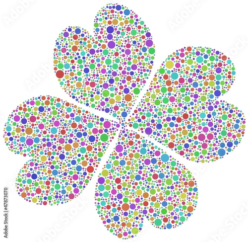 Harlequin four leaf clover with mosaic tiles, white background