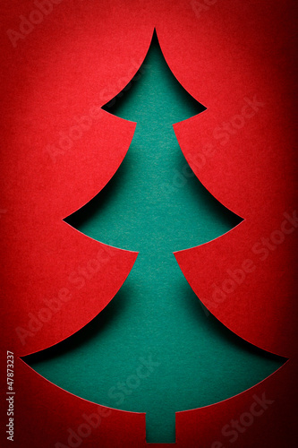 Christmas tree paper cutting design card