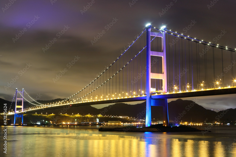 Fototapeta premium night scene of Tsing Ma bridge