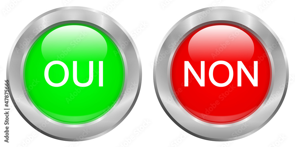 Boutons vert oui, rouge non Boutons vert oui, rouge non