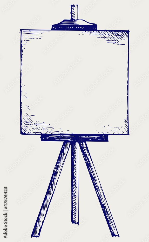 Obraz premium Easel with empty canvas. Doodle style