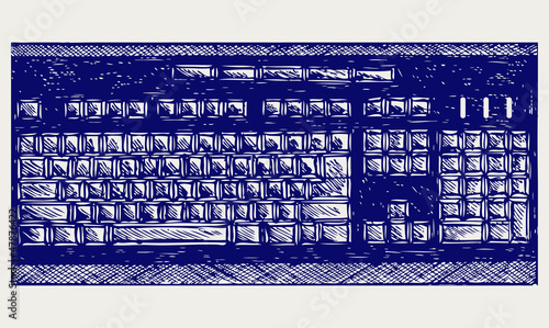 Modern computer keyboard. Doodle style
