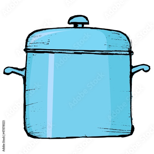hand drawn, vector, sketch illustration of saucepan