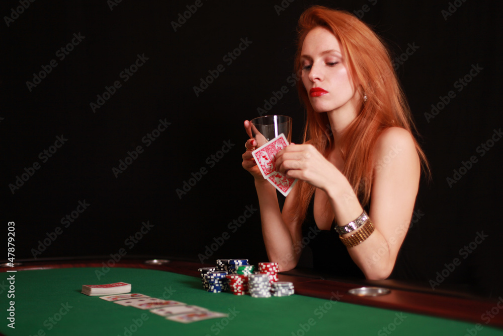 Frau am Pokertisch Frau am Pokertisch