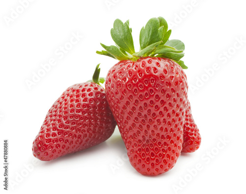 ripe strawberries on a white background