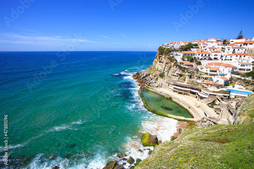 Azenhas do Mar white village, cliff and ocean, Sintra, Portugal. photo