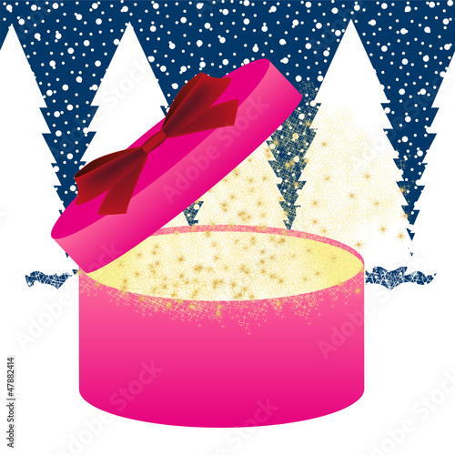 Gift with gold in the woods