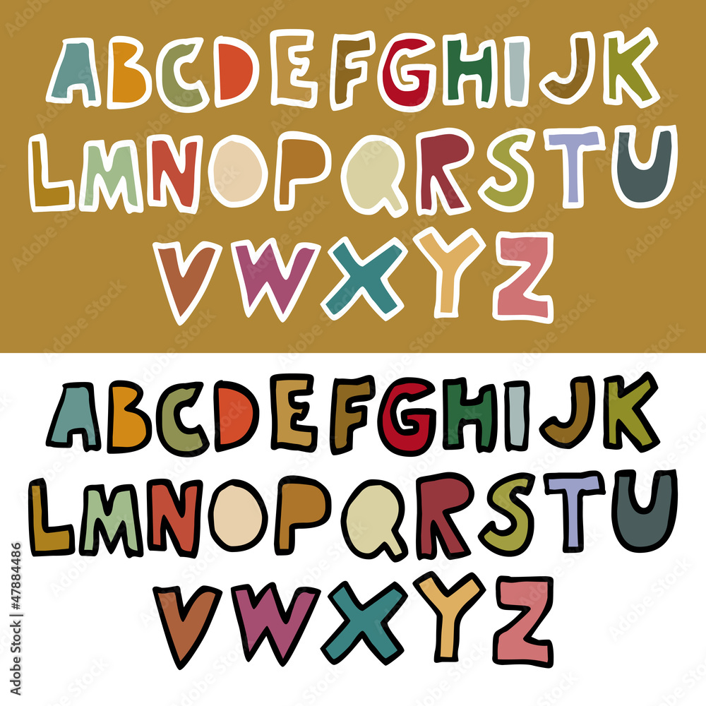 Doodle retro alphabet in vector