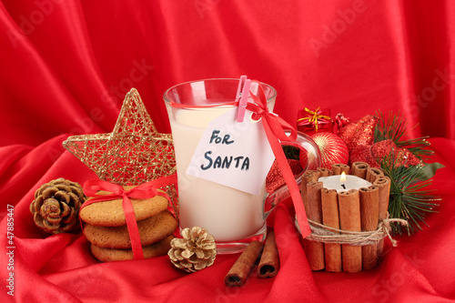 Cookies for Santa  Conceptual image of ginger cookies  milk and
