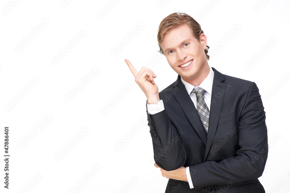 Young Handsome Business Man Pointing Up Young Handsome Business Man Pointing Up
