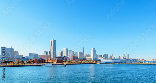 Yokohama Minato-Mirai with Osanbashi Skyline panorama in Japan.