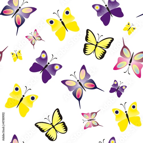 Seamless pattern with colorful butterflies, butterfly background © svetlyachok