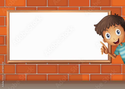 A boy and a white board