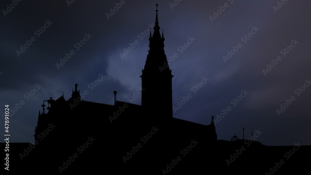 Germany Hamburg Rathaus night storm Germany Hamburg Rathaus night storm
