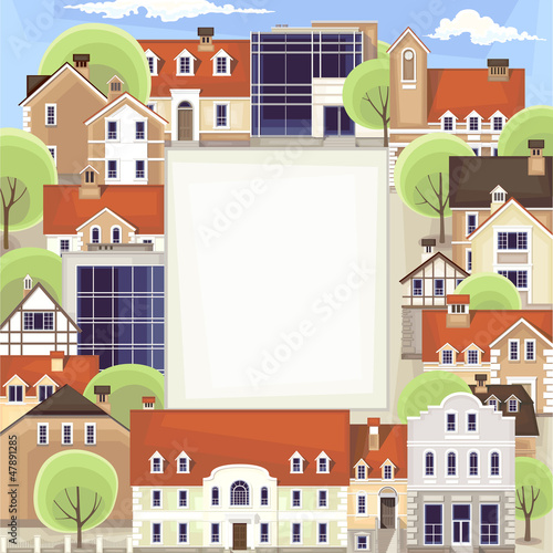 drawing oftown as frame