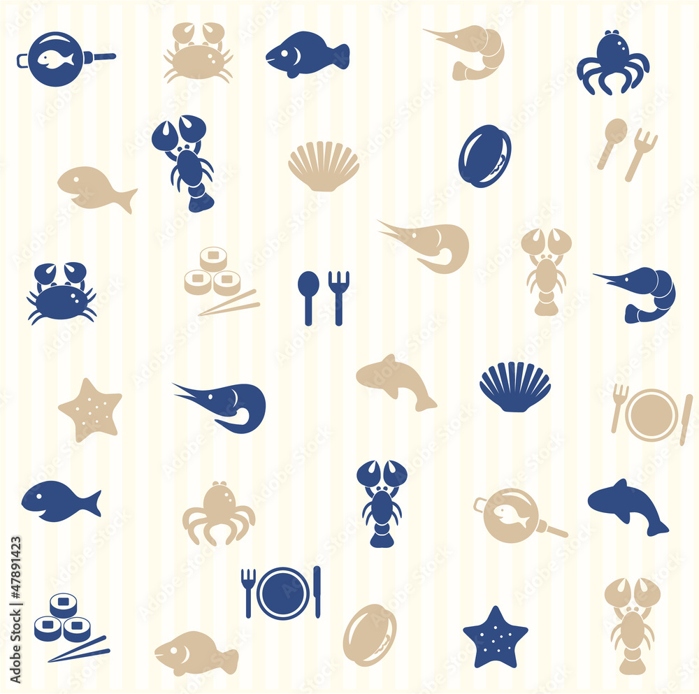 Sea food seamless pattern