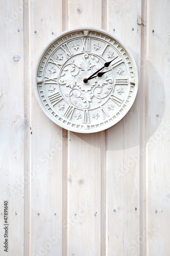 Wallpaper Mural White clock on a wooden wall Torontodigital.ca