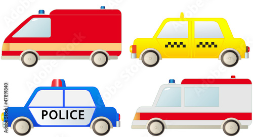 specialized transport - police, ambulance, fire truck, taxi