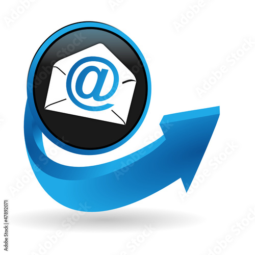 email sur bouton flêche bleue