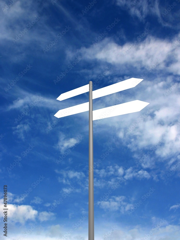 Signpost on beautiful background of blue sky. 3D render. Signpost on beautiful background of blue sky. 3D render.