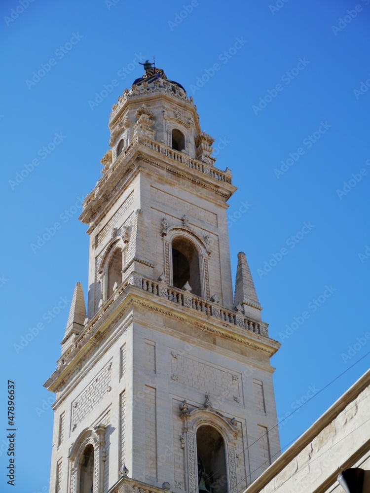 The bell tower of the cathedral in Lecce in Italy