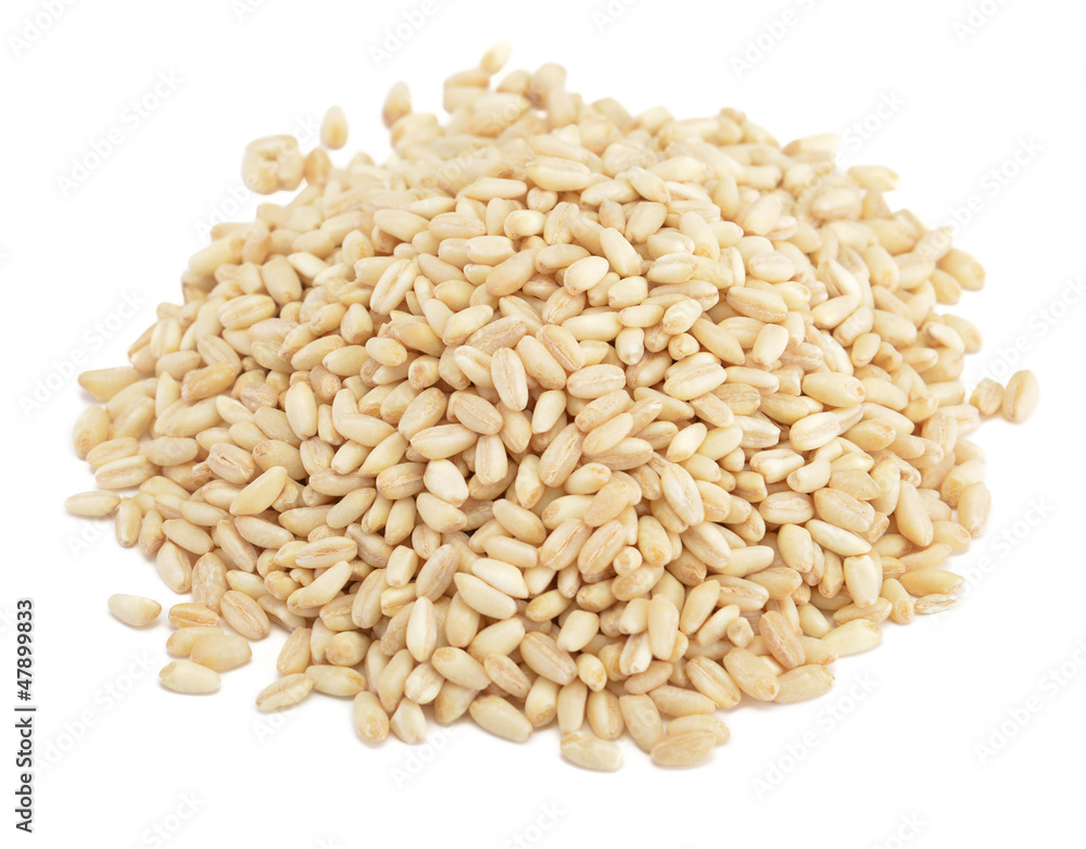 Heap of wheat on white background from above Heap of wheat on white background from above