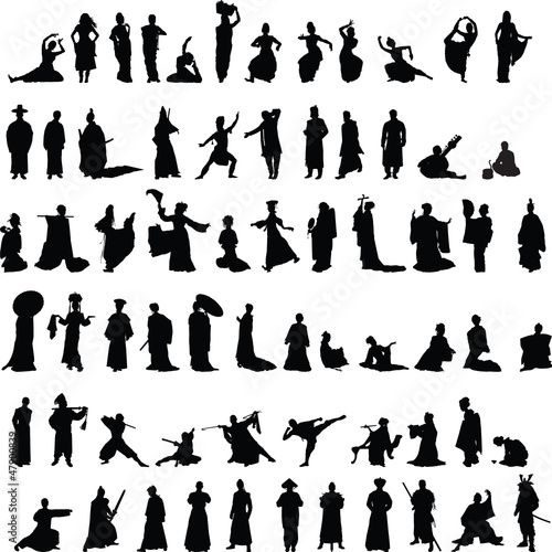 Asian silhouettes set