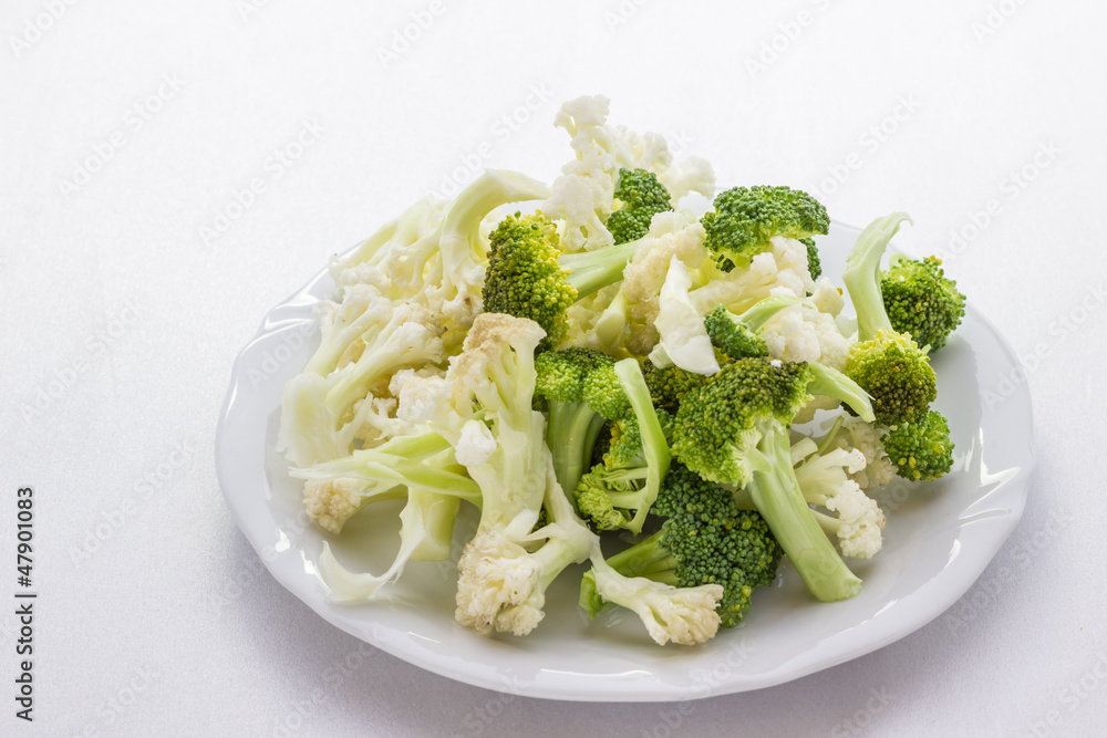 Broccoli and cauliflower