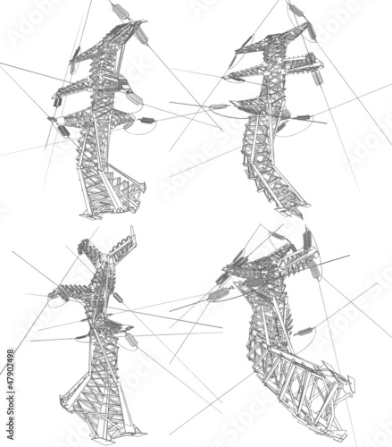 Power lines, vector illustration