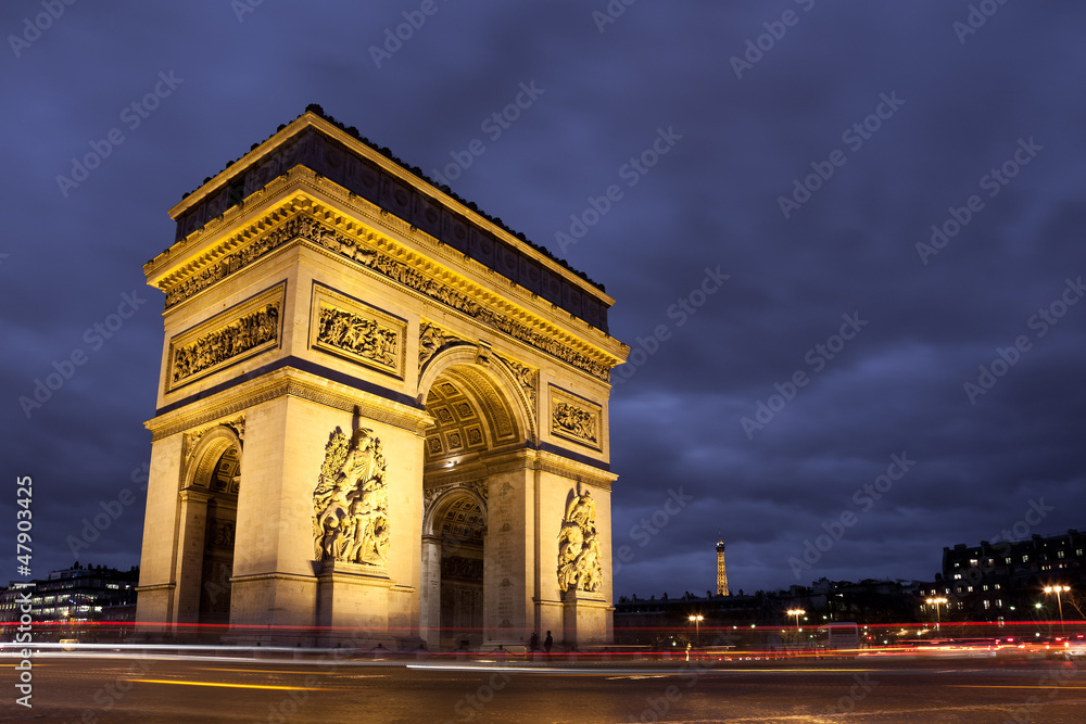 Fototapeta premium Arc de triomphe, Charles de Gaulle square, Paris, France