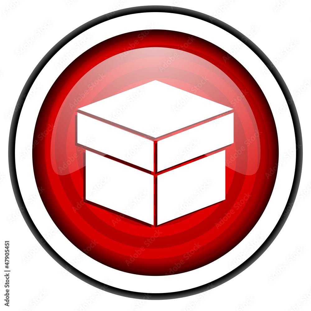 box red glossy icon isolated on white background box red glossy icon isolated on white background