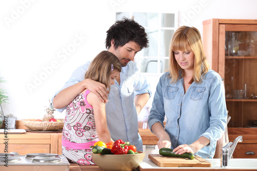 Young family in the kitchen