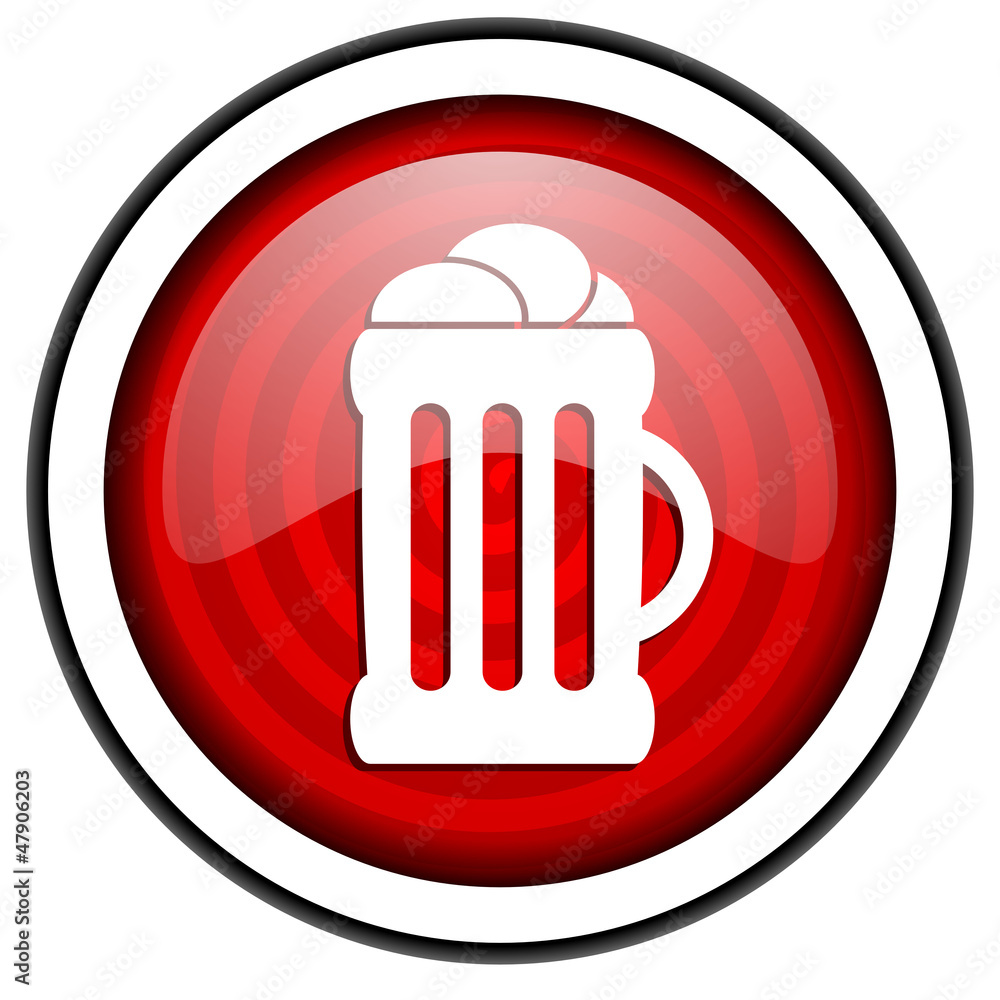 beer red glossy icon isolated on white background beer red glossy icon isolated on white background