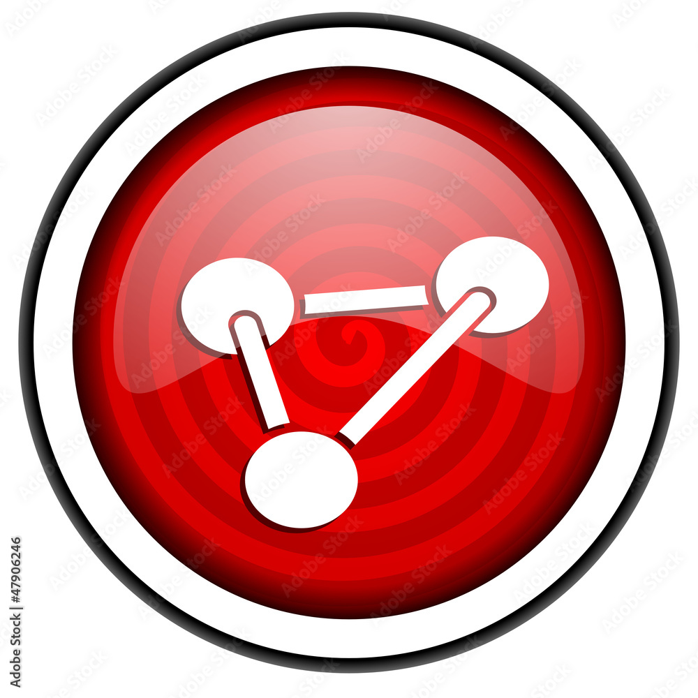 chemistry red glossy icon isolated on white background chemistry red glossy icon isolated on white background