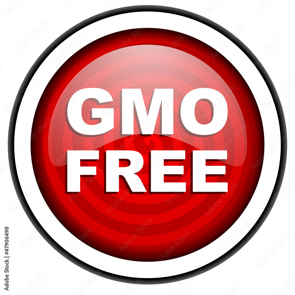 gmo free red glossy icon isolated on white background gmo free red glossy icon isolated on white background