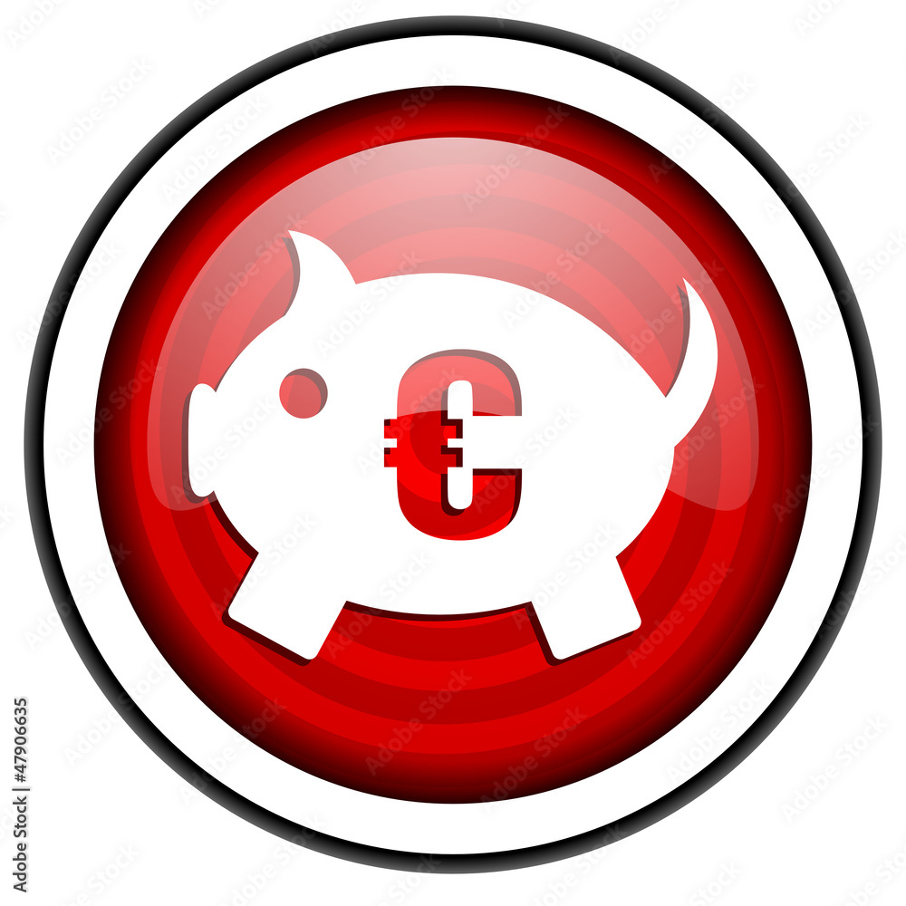 piggy red glossy icon isolated on white background piggy red glossy icon isolated on white background