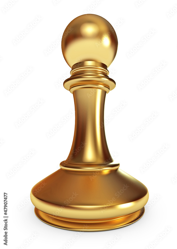 Golden pawn. White background. 3d render Golden pawn. White background. 3d render