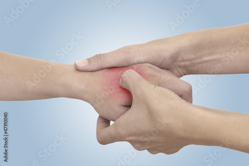 Acute pain in a woman palm
