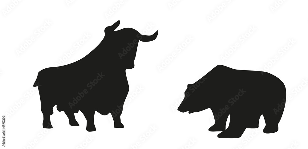 Bulle und Bär, Börse Stock-Vektorgrafik
