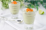 Avocado mousse with caviar and lime portions