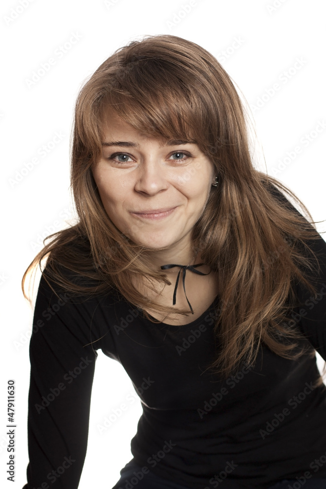Naklejka premium Woman with black shirt