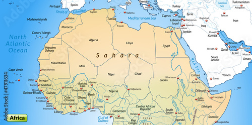 Landkarte vom Norden Afrikas