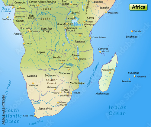 Karte vom Südteil Afrikas